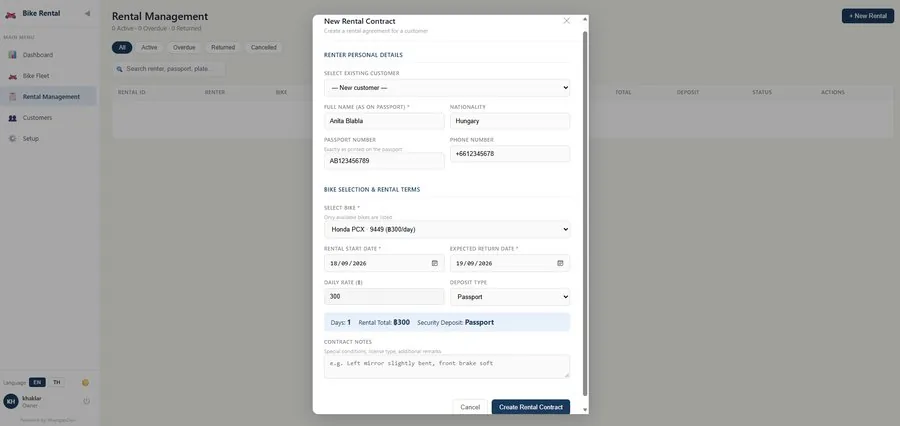 Bike Rental app screenshot