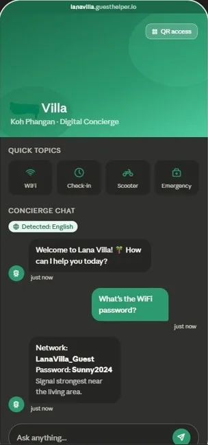 Digital Concierge app screenshot