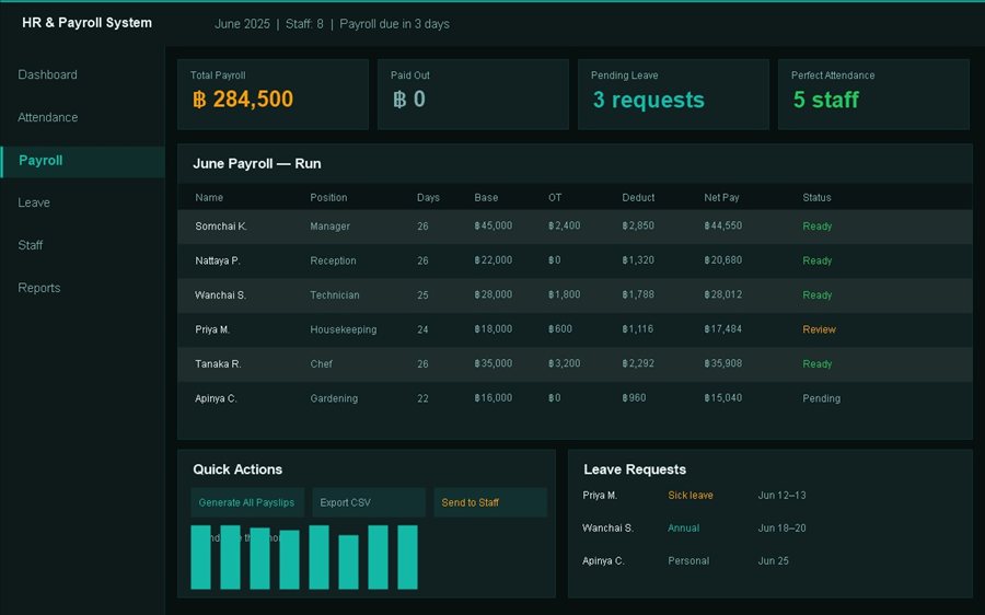 HR and Payroll system screenshot